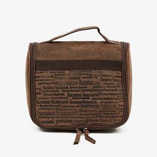 Hnedá pánska kožená vzorovaná toaletná taška na zavesenie Bruno Banani
