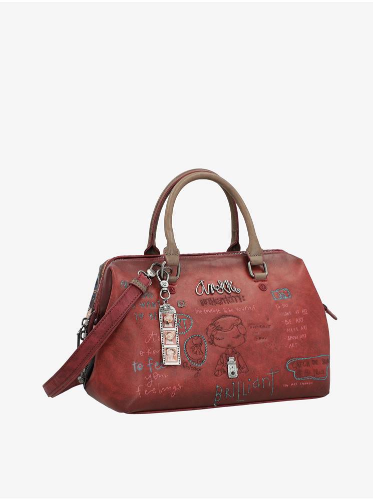 anekke Červená dámska vzorovaná malá kabelka s ozdobnými detailmi Anekke City