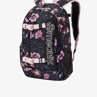 Ružovo-čierny kvetovaný batoh s peračníkom Meatfly Basejumper (22 l)
