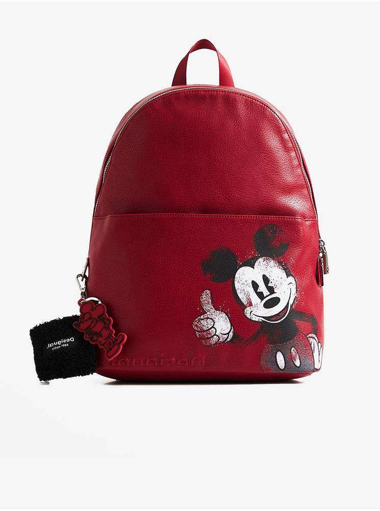 Desigual Červený dámsky batoh s potlačou Desigual Mickey